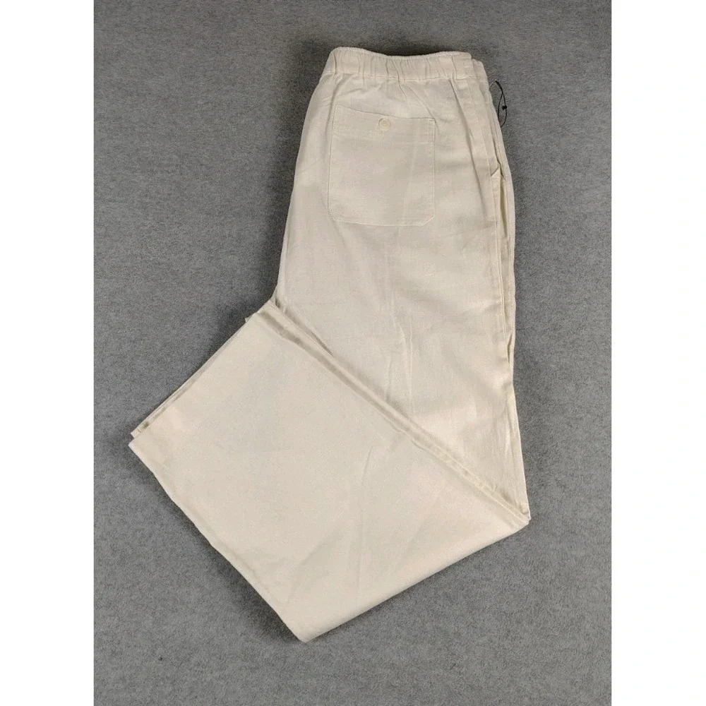 NWF PARC 81 Linen Blend Drawstring  Pant Mens Sz  36x31  Ivory  Leisure Resort